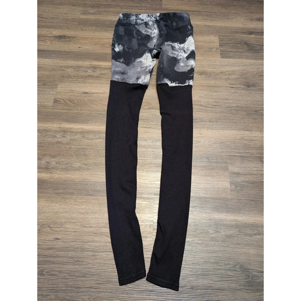 Alo Yoga Leggings Black‎ Tie Dye High Waist Full Length Activewear MEDIUM READ